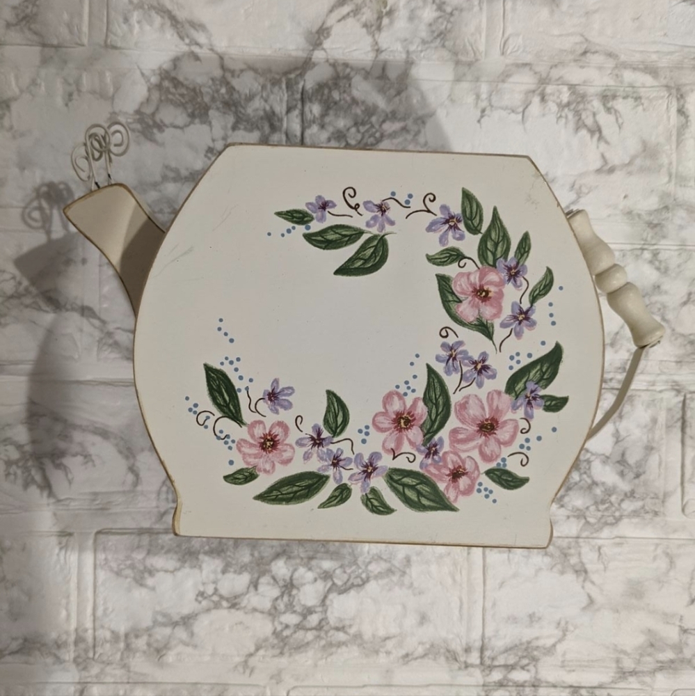Shabby Chic Wood Teapot Planter